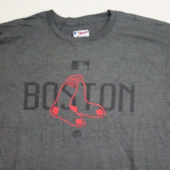 Majestic Men Gray Boston Redsox Sox Logo Casual Size Large - Picture 4 of 9